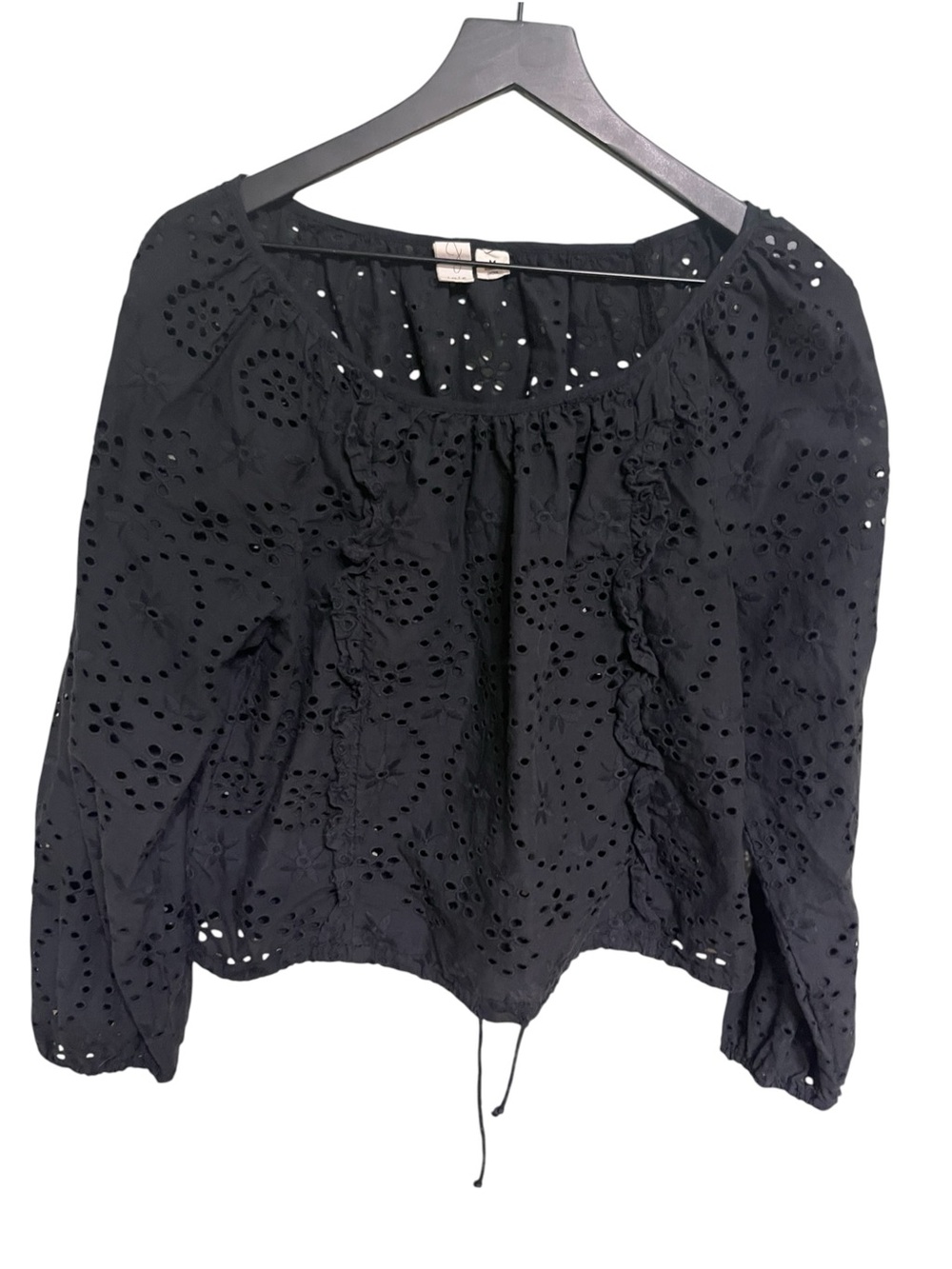 Joie Black Eyelet Peasant Blouse size medium